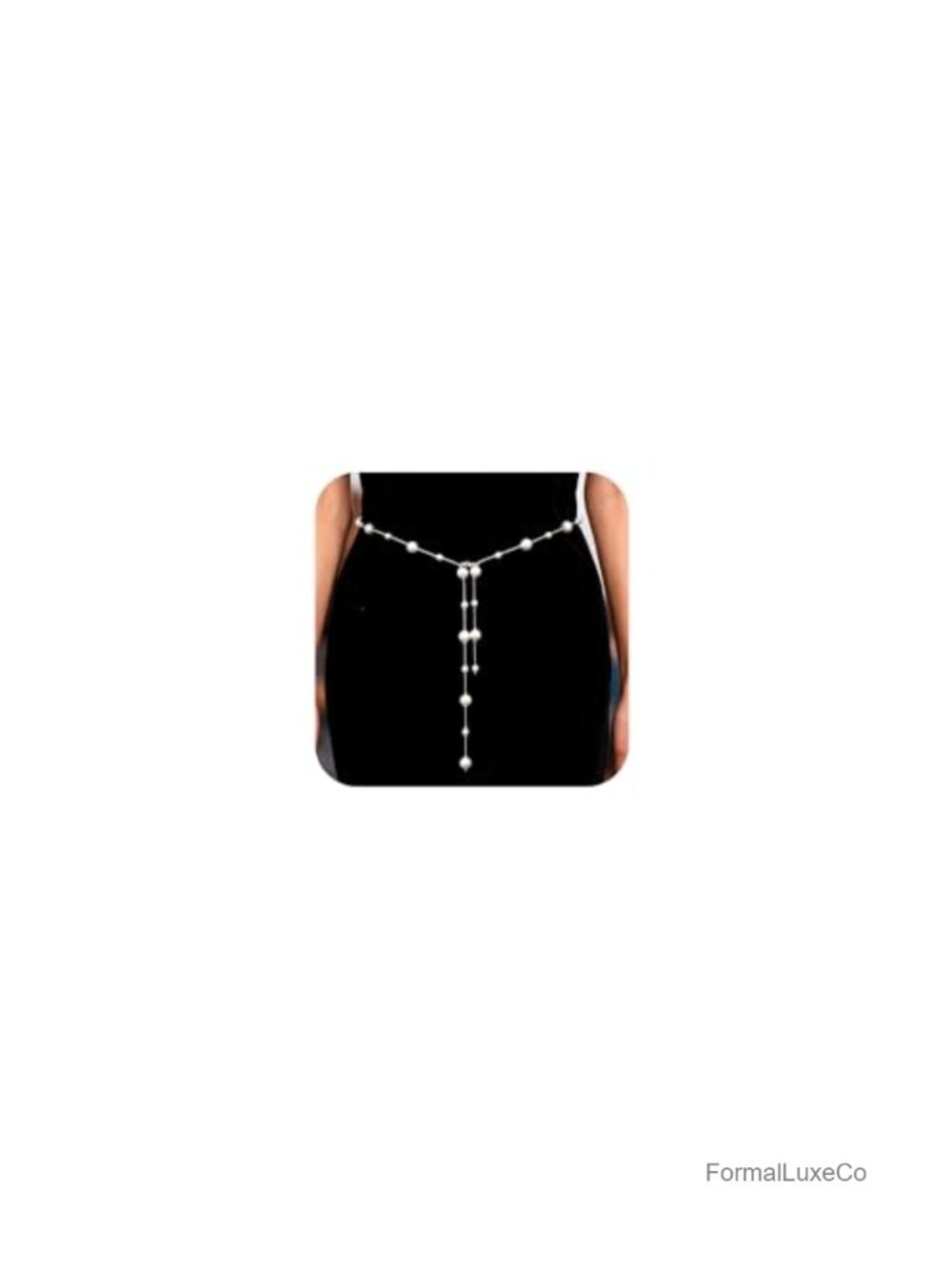 Alloy Pearl & Silver Chain Belt Waist Chain for Women Fashion Belt for Dress